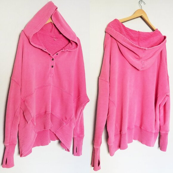 Free People FP Movement Solid Honey Dove Pullover Hoodie in Pink Size L Rare $98 - Picture 3 of 16